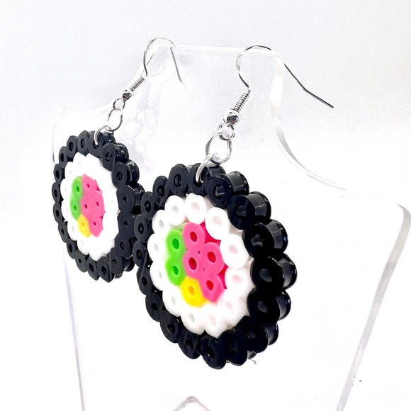 8-Bit Sushi Earrings - Food Earrings - Perler Earrings - Asian Inspired Earrings - Picture 2 of 8